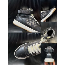 Dior Oblique Printed Calf Leather High Top Sneakers For Men And Women Black