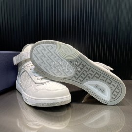 Dior Oblique Printed Calf Leather High Top Sneakers For Men And Women White