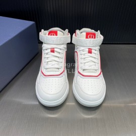 Dior Oblique Printed Calf Leather High Top Sneakers For Men And Women Red