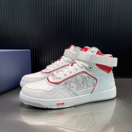 Dior Oblique Printed Calf Leather High Top Sneakers For Men And Women Red