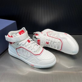 Dior Oblique Printed Calf Leather High Top Sneakers For Men And Women Red