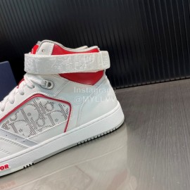 Dior Oblique Printed Calf Leather High Top Sneakers For Men And Women Red