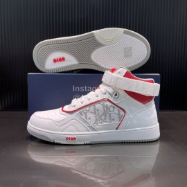 Dior Oblique Printed Calf Leather High Top Sneakers For Men And Women Red