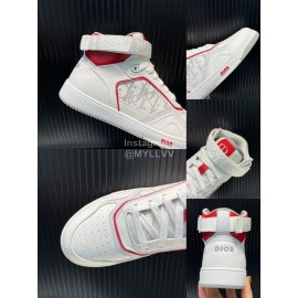 Dior Oblique Printed Calf Leather High Top Sneakers For Men And Women Red