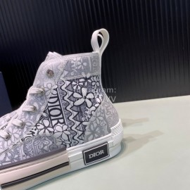 Dior New Printed Leather High Top Casual Shoes For Men And Women Black