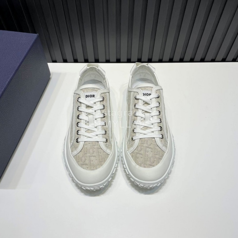 Dior Oblique Printed Jacquard Fabric Sneakers For Men And Women Beige