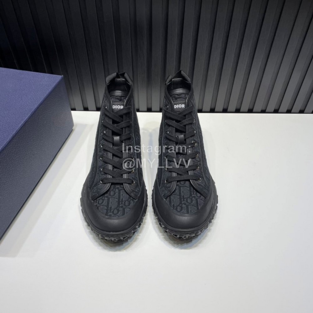 Dior Oblique Printed Jacquard Fabric High Top Sneakers For Men And Women Black