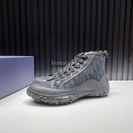 Dior Oblique Printed Jacquard Fabric High Top Sneakers For Men And Women Black