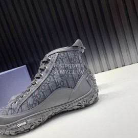 Dior Oblique Printed Jacquard Fabric High Top Sneakers For Men And Women Black