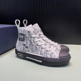 Dior Oblique Printed High Top Gray Casual Shoes For Men And Women 