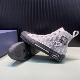 Dior Oblique Printed High Top Gray Casual Shoes For Men And Women 