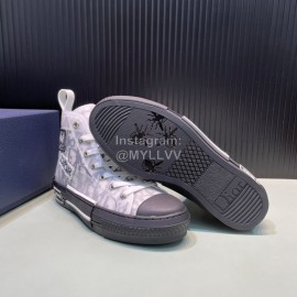 Dior Oblique Printed High Top Gray Casual Shoes For Men And Women 