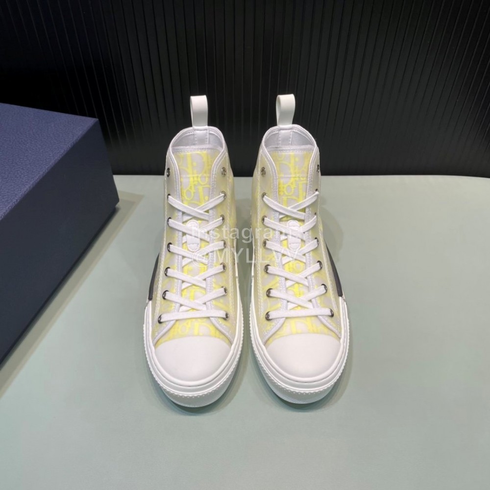 Dior Oblique Printed High Top Casual Shoes For Men And Women Yellow