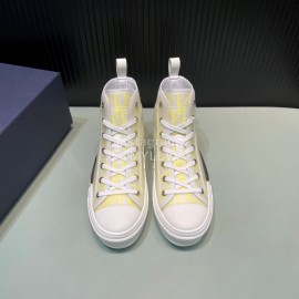 Dior Oblique Printed High Top Casual Shoes For Men And Women Yellow