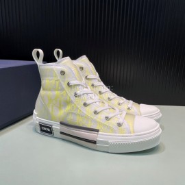 Dior Oblique Printed High Top Casual Shoes For Men And Women Yellow