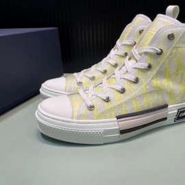 Dior Oblique Printed High Top Casual Shoes For Men And Women Yellow
