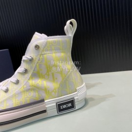Dior Oblique Printed High Top Casual Shoes For Men And Women Yellow
