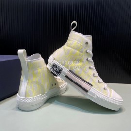 Dior Oblique Printed High Top Casual Shoes For Men And Women Yellow