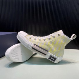 Dior Oblique Printed High Top Casual Shoes For Men And Women Yellow