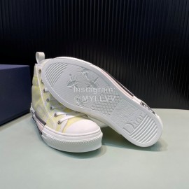 Dior Oblique Printed High Top Casual Shoes For Men And Women Yellow
