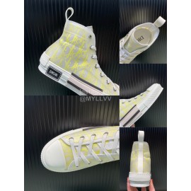 Dior Oblique Printed High Top Casual Shoes For Men And Women Yellow