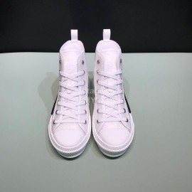 Dior Oblique Printed High Top Couple Casual Shoes White
