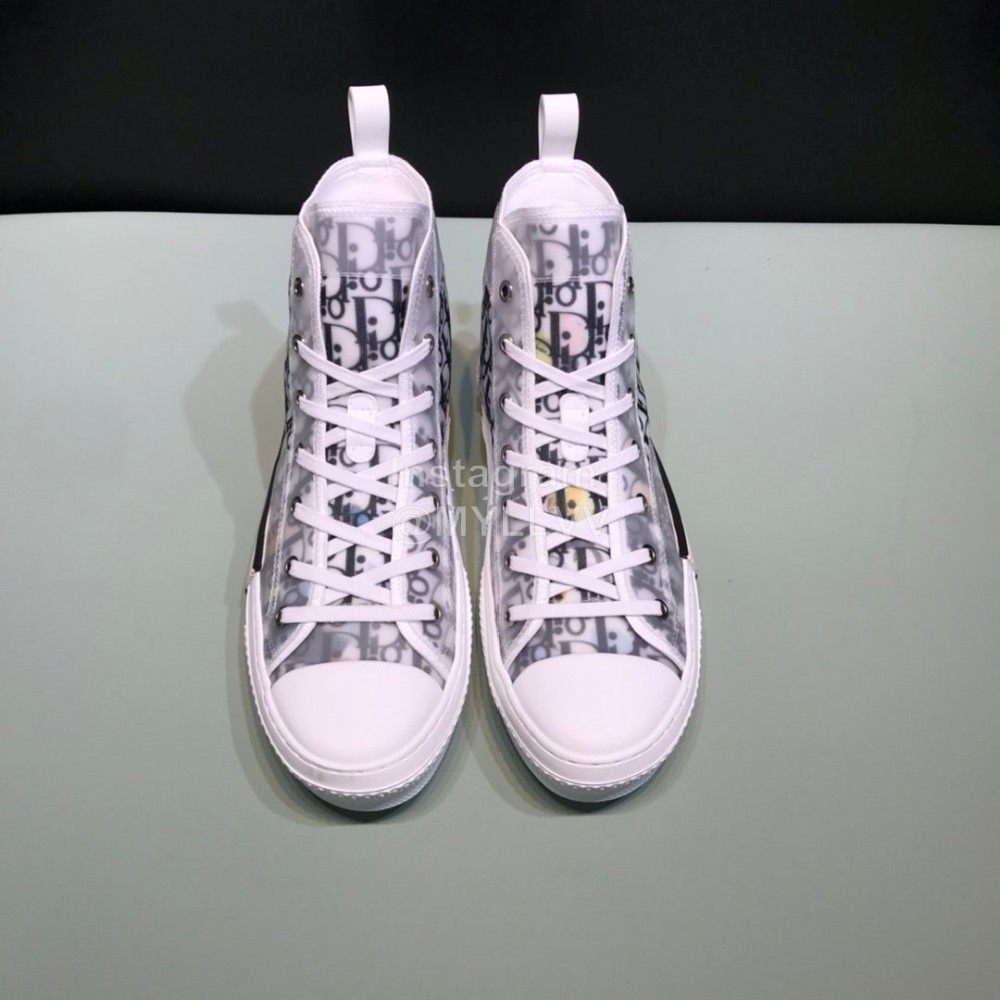 Dior Black Oblique Printed High Top Couple Casual Shoes 