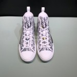 Dior Black Oblique Printed High Top Couple Casual Shoes 