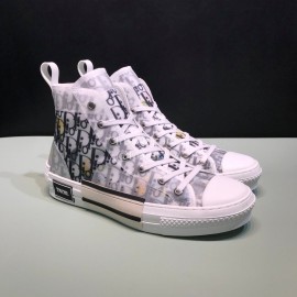 Dior Black Oblique Printed High Top Couple Casual Shoes 