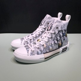 Dior Black Oblique Printed High Top Couple Casual Shoes 