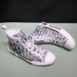 Dior Black Oblique Printed High Top Couple Casual Shoes 