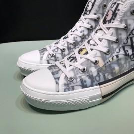 Dior Black Oblique Printed High Top Couple Casual Shoes 