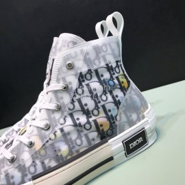 Dior Black Oblique Printed High Top Couple Casual Shoes 