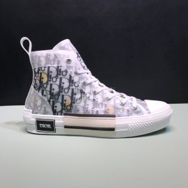 Dior Black Oblique Printed High Top Couple Casual Shoes 
