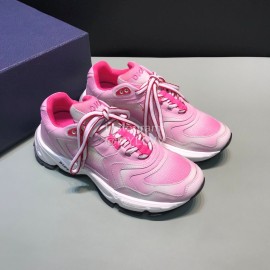 Dior Dyeing Printing Leather Sneakers For Men And Women Pink