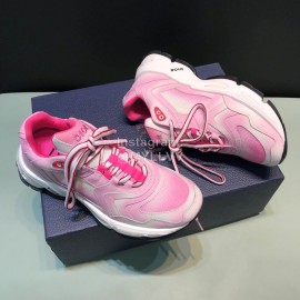 Dior Dyeing Printing Leather Sneakers For Men And Women Pink