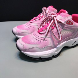 Dior Dyeing Printing Leather Sneakers For Men And Women Pink