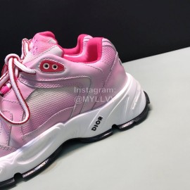 Dior Dyeing Printing Leather Sneakers For Men And Women Pink