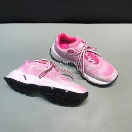 Dior Dyeing Printing Leather Sneakers For Men And Women Pink