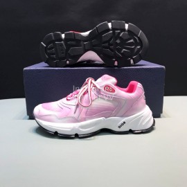 Dior Dyeing Printing Leather Sneakers For Men And Women Pink