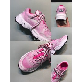 Dior Dyeing Printing Leather Sneakers For Men And Women Pink