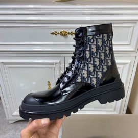 Dior Oblique Printed Leather High Top Casual Boots For Men