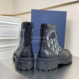 Dior Oblique Printed Leather High Top Casual Boots For Men Black