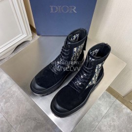 Dior Oblique Printed Leather High Top Black Casual Boots For Men 