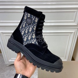 Dior Oblique Printed Leather High Top Black Casual Boots For Men 