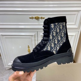 Dior Oblique Printed Leather High Top Black Casual Boots For Men 