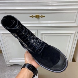 Dior Oblique Printed Leather High Top Black Casual Boots For Men 