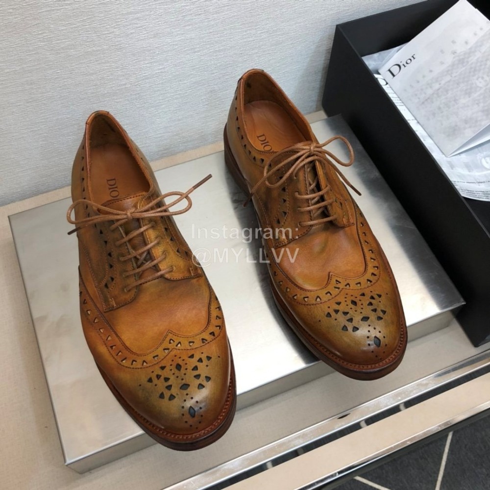 Dior Washed Calf Leather Lace Up Business Shoes For Men Brown