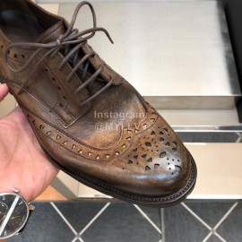 Dior Washed Calf Leather Lace Up Business Shoes For Men Coffee