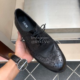 Dior Washed Calf Leather Lace Up Business Shoes For Men Black